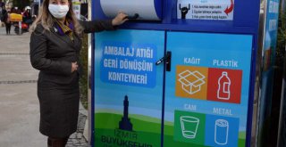 Ambalaj atıkları için geri dönüşüm konteynerleri yerleştiriliyor