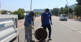 BÜYÜKŞEHİR, KEMER'DE YEŞİL ALANLARIN BAKIMINI YAPIYOR